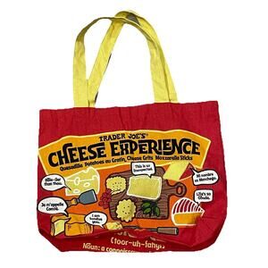 Trader Joe's Tote Reusable Bag Shopping Canvas Cheese Adventures 100% Cotton